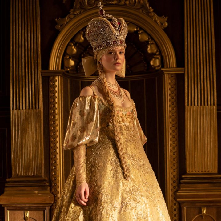 How Elle Fanning Got Dressed in Catherine the Great's Coronation Gown ...