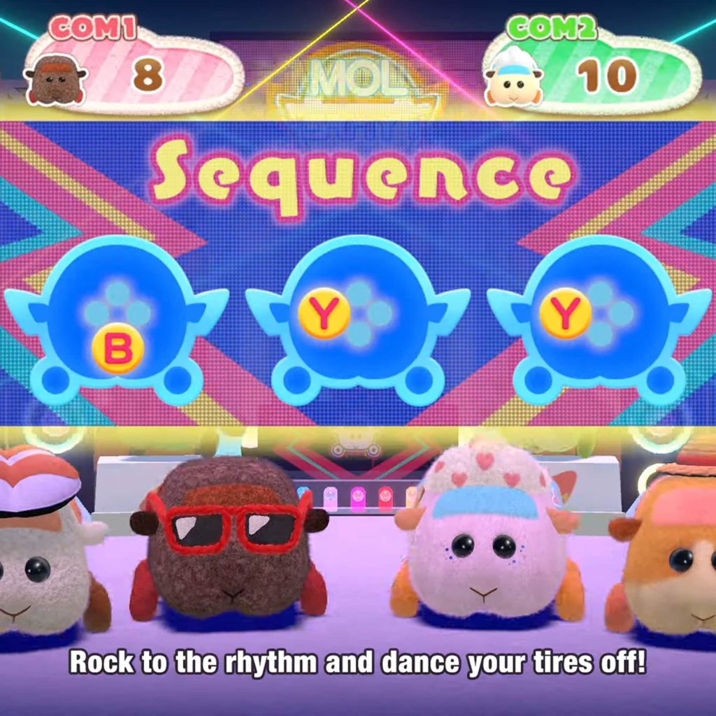 A screenshot from the trailer of the Pui Pui Molcar game, "Pui Pui Molcar Let's! Molcar Party!"