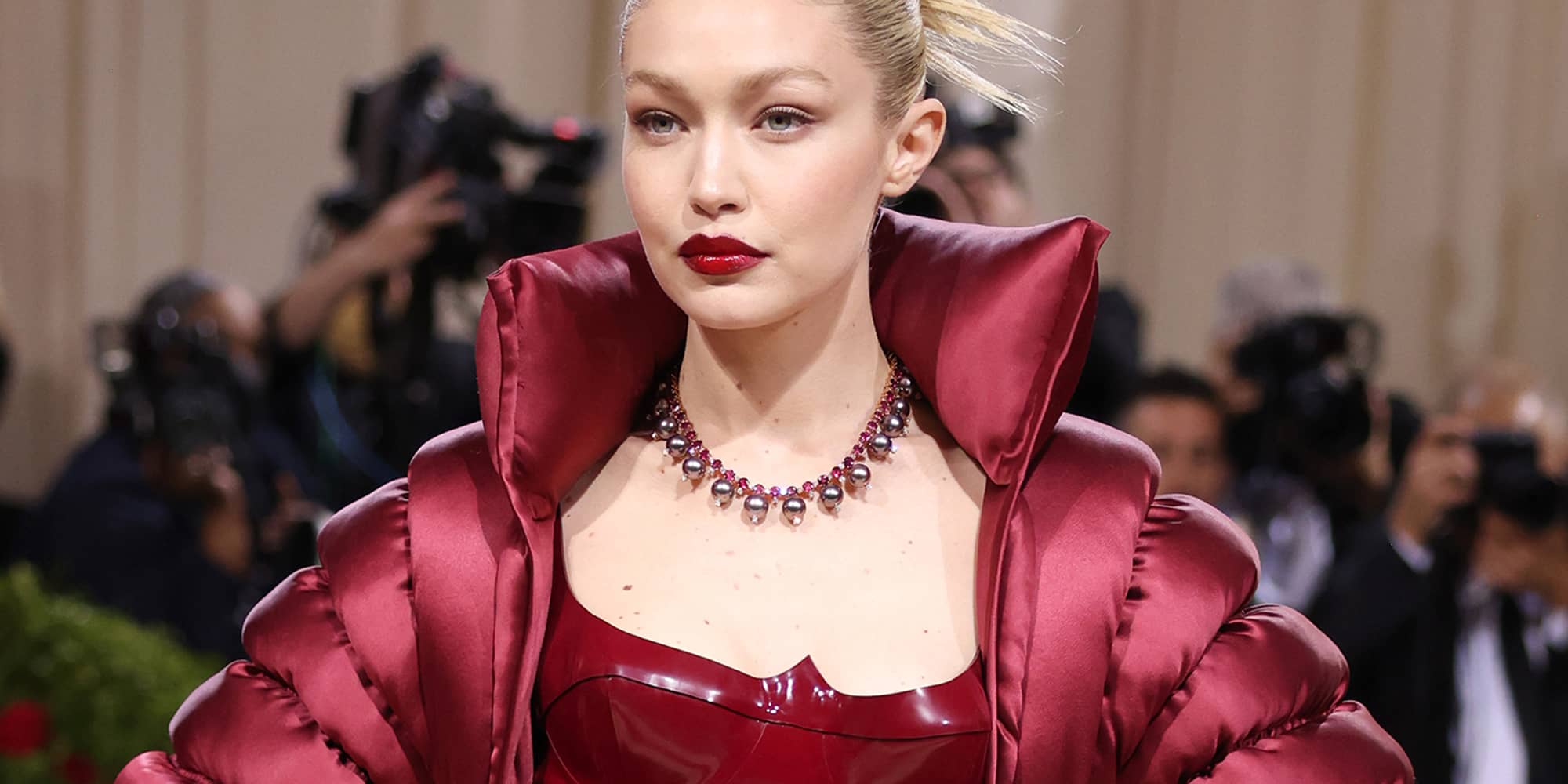 Gigi Hadid Wore a Latex Catsuit Under a Giant Parka at the Met Gala ...