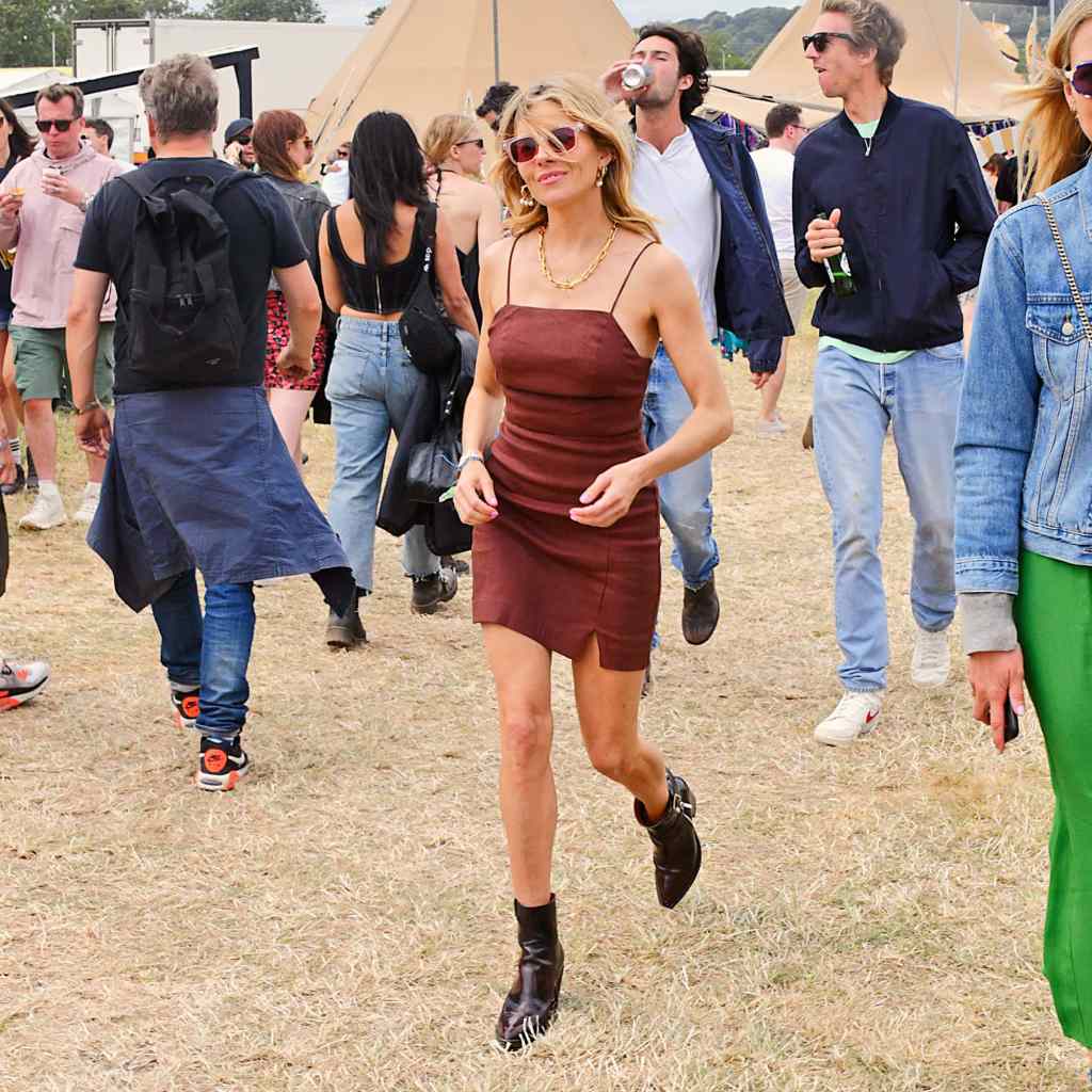 Sienna Miller backstage at Glastonbury