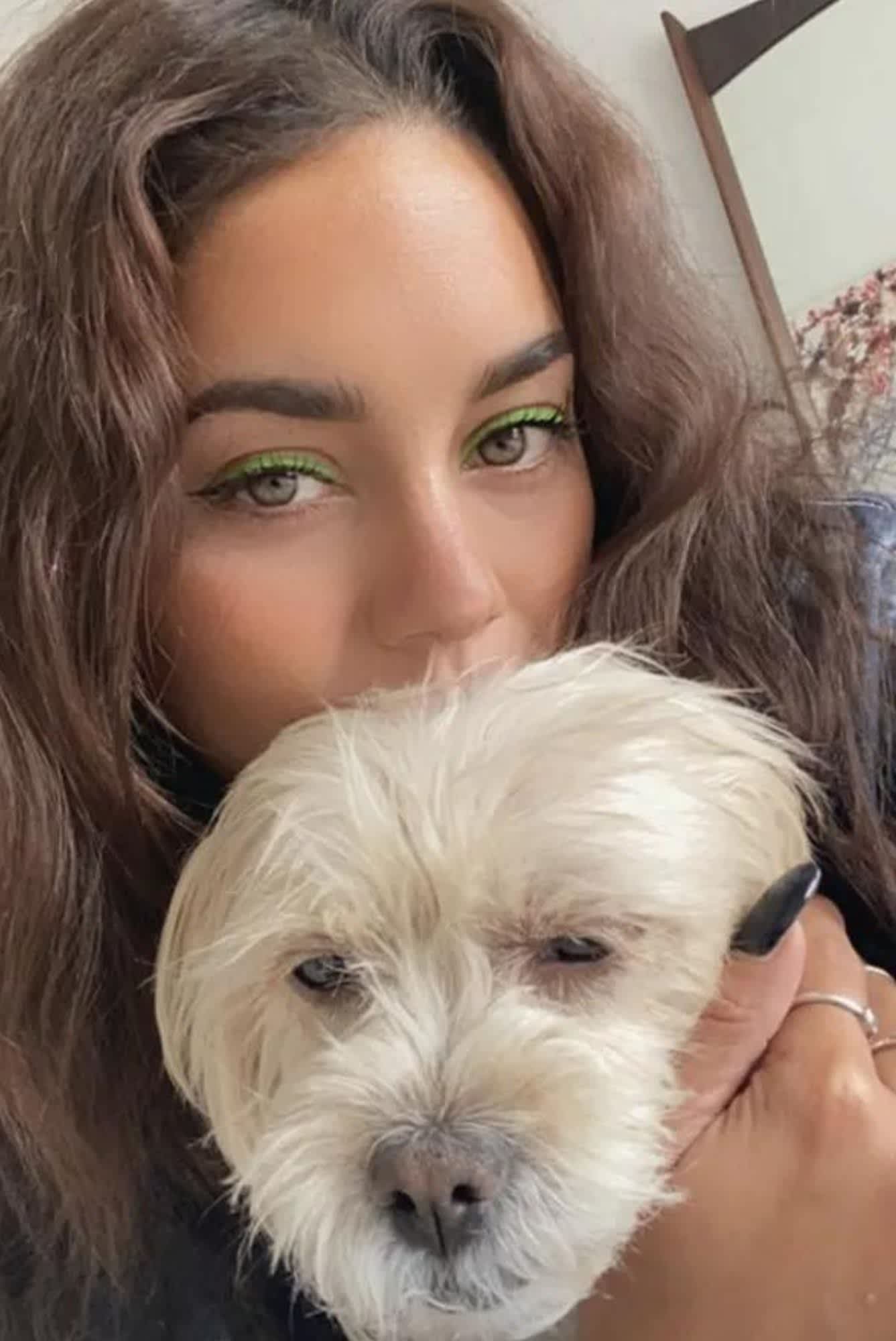 Vanessa Hudgens wearing neon green eyeliner
