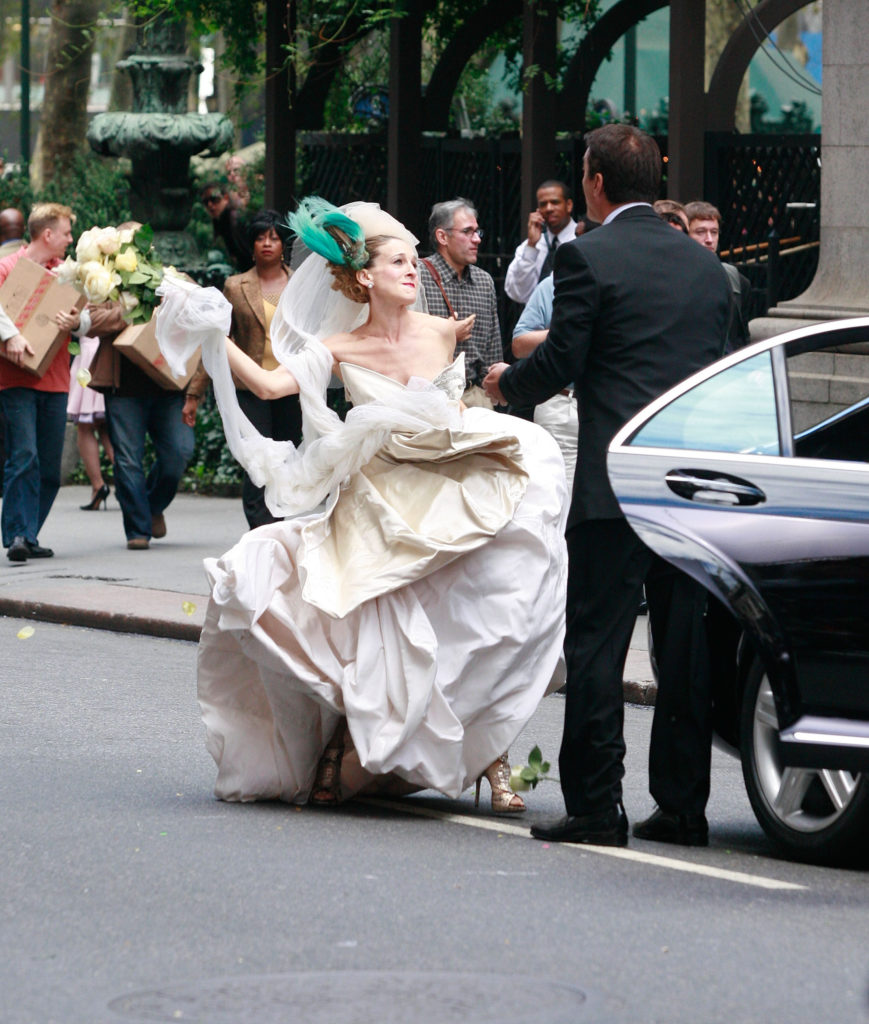 Carrie Bradshaw's Wedding Dress and Bird Headpiece Are Back For 