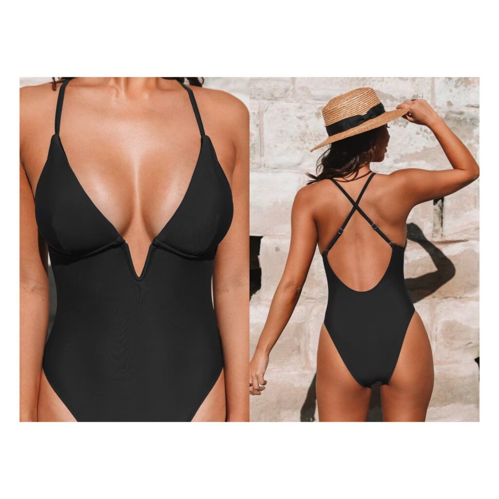 Cupshe Women's Plunging V-wire Cross Back Cheeky One Piece Swimsuit