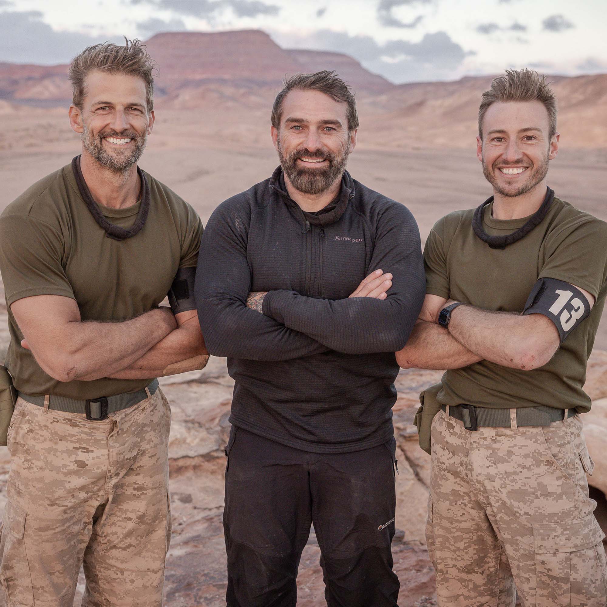 Tim Robards, Ant Middleton, and Matthew Mitcham in the SAS Australia finale.