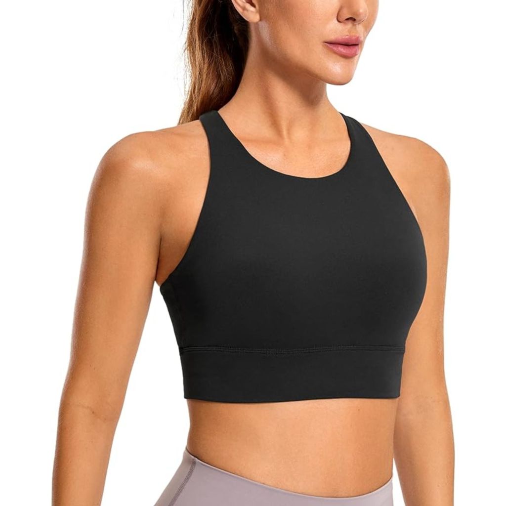 CRZ YOGA Womens Butterluxe Strappy High Neck Longline Sports Bra 