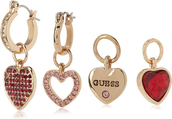 GUESS Goldtone Mini Huggie Hoop Earrings with Interchangeable Heart Charms (now $27)